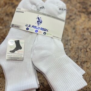 U.S. Polo Assn. Men's White High-Quarter Athletic Socks - 6 Pack